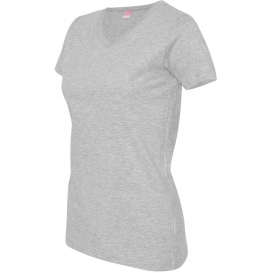 LAT 3507 Women's V-Neck Fine Jersey Tee - Heather