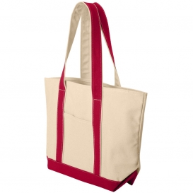 Liberty Bags 8871 Large Boater Tote - Natural/Red