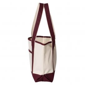 Q-Tees Q125800 20L Small Deluxe Tote - Natural/Maroon