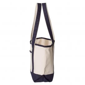 Q-Tees Q125800 20L Small Deluxe Tote - Natural/Navy