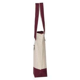 Q-Tees Q1300 19L Zippered Tote - Natural/Maroon