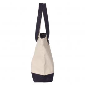 Q-Tees Q1300 19L Zippered Tote - Natural/Navy