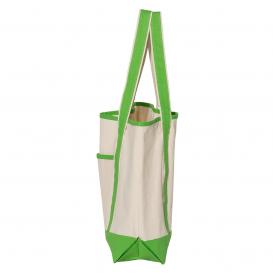 Q-Tees Q1500 34.6L Large Canvas Deluxe Tote - Natural/Lime