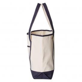 Q-Tees Q1500 34.6L Large Canvas Deluxe Tote - Natural/Navy