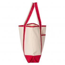 Q-Tees Q1500 34.6L Large Canvas Deluxe Tote - Natural/Red
