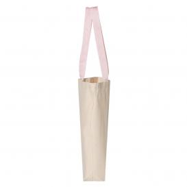 Q-Tees Q4400 11L Canvas Tote with Contrast-Color Handles - Natural/Light Pink
