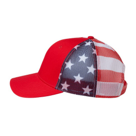 Kati S700M Printed Mesh Trucker Cap - Red/USA Flag