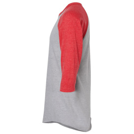 Tultex 245 Unisex Fine Jersey Raglan T-Shirt - Heather Grey/Heather Red