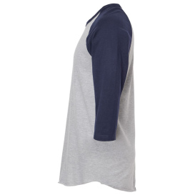 Tultex 245 Unisex Fine Jersey Raglan T-Shirt - Heather Grey/Navy