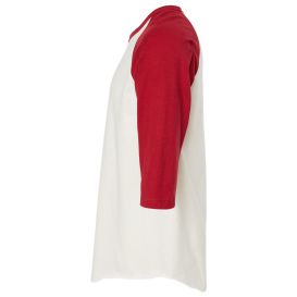 Tultex 245 Unisex Fine Jersey Raglan T-Shirt - Vintage White/Rio Red