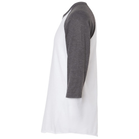 Tultex 245 Unisex Fine Jersey Raglan T-Shirt - White/Heather Charcoal