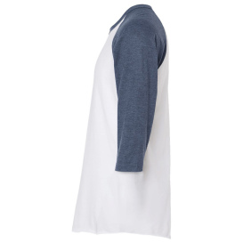 Tultex 245 Unisex Fine Jersey Raglan T-Shirt - White/Heather Denim