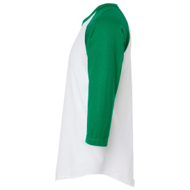 Tultex 245 Unisex Fine Jersey Raglan T-Shirt - White/Kelly