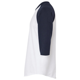 Tultex 245 Unisex Fine Jersey Raglan T-Shirt - White/Navy