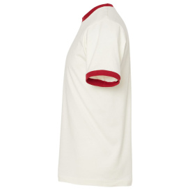 Tultex 246 Unisex Fine Jersey Ringer T-Shirt - Vintage White/Rio Red