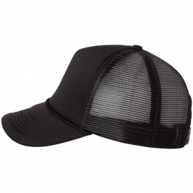 Valucap VC700 Foam Mesh-Back Trucker Cap - Black/Black