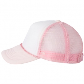 Valucap VC700 Foam Mesh-Back Trucker Cap - White/Pink
