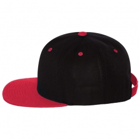 YP Classics 6089M Wool Blend Flat Bill Snapback Cap - Black/Red