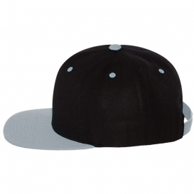 YP Classics 6089M Wool Blend Flat Bill Snapback Cap - Black/Silver