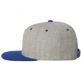 YP Classics 6089M Wool Blend Flat Bill Snapback Cap - Heather Grey/Royal