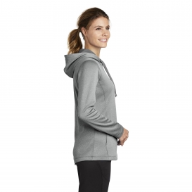 Sport-Tek LST264 Ladies PosiCharge Sport-Wick Heather Fleece Hooded Pullover - Dark Silver Heather