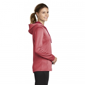 Sport-Tek LST264 Ladies PosiCharge Sport-Wick Heather Fleece Hooded Pullover - Deep Red Heather