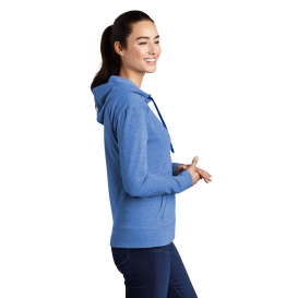 Sport-Tek LST293 Ladies PosiCharge Tri-Blend Wicking Fleece Full-Zip Hooded Jacket - True Royal Heather