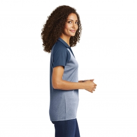 Sport-Tek LST641 Ladies PosiCharge RacerMesh Raglan Heather Block Polo - True Navy Heather/True Navy