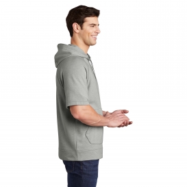 Sport-Tek ST297 Tri-Blend Wicking Fleece Short Sleeve Hooded Pullover - Light Grey Heather