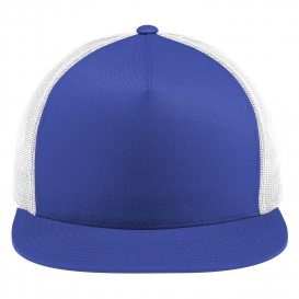 Sport-Tek STC38 Yupoong 5-Panel Classic Trucker Mesh Back Cap - True Royal/White