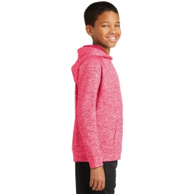 Sport-Tek YST225 Youth PosiCharge Electric Heather Fleece Hooded Pullover - Power Pink Electric