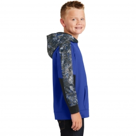 Sport-Tek YST231 Youth Sport-Wick Mineral Freeze Fleece Colorblock Hooded Pullover - True Royal/True Toyal