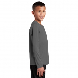 Sport-Tek YST420LS Youth Posi-UV Pro Long Sleeve Tee - Dark Smoke Grey