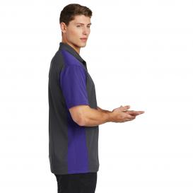 Sport-Tek ST652 Colorblock Micropique Sport-Wick Polo - Iron Grey/Purple