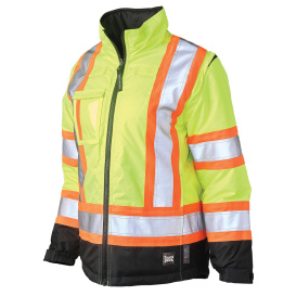 Tough Duck SJ461 Type R Class 3 Women\'s Poly Oxford 5-in-1 Safety Jacket - Yellow/Lime
