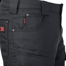 Tough Duck WP06 Relaxed Fit Fleece Lined Flex Twill Cargo Pant with 360 Stretch Waist - Black