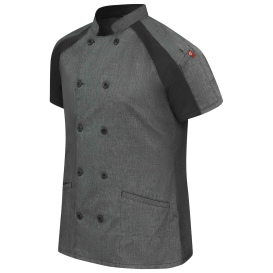 Chef Designs 051W Women\'s Airflow Raglan Chef Coat with OILBLOK - Charcoal Heather/Black Mesh