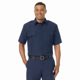 Workrite Fire Service FSE2 Men\'s Classic Short Sleeve Fire Officer Shirt - Navy