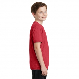 Sport-Tek YST360 Youth Heather Contender Tee - Scarlet Heather