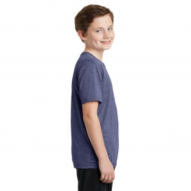 Sport-Tek YST360 Youth Heather Contender Tee - True Navy Heather