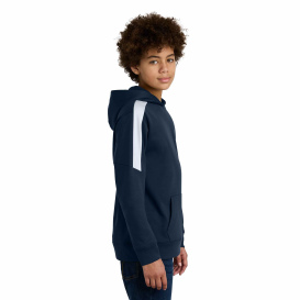 Sport-Tek YST255 Youth Sport-Wick Fleece United Pullover Hoodie - Navy/White