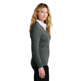 Port Authority LSW2850 Ladies Easy Care V-Neck Sweater - Charcoal Heather