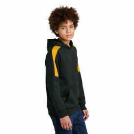 Sport-Tek YST255 Youth Sport-Wick Fleece United Pullover Hoodie - Black/Gold