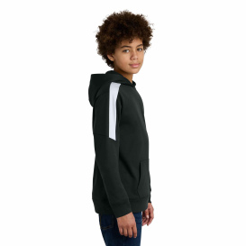Sport-Tek YST255 Youth Sport-Wick Fleece United Pullover Hoodie - Black/White