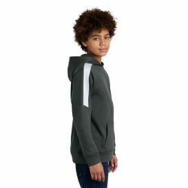 Sport-Tek YST255 Youth Sport-Wick Fleece United Pullover Hoodie - Iron Grey/White