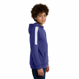 Sport-Tek YST255 Youth Sport-Wick Fleece United Pullover Hoodie - Purple/White