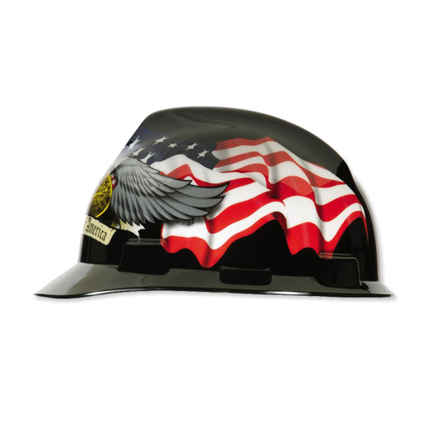 MSA 10071157, American Freedom Series V-Gard Slotted Protective Hat,  American Stars & Stripes: The Safety Equipment Store