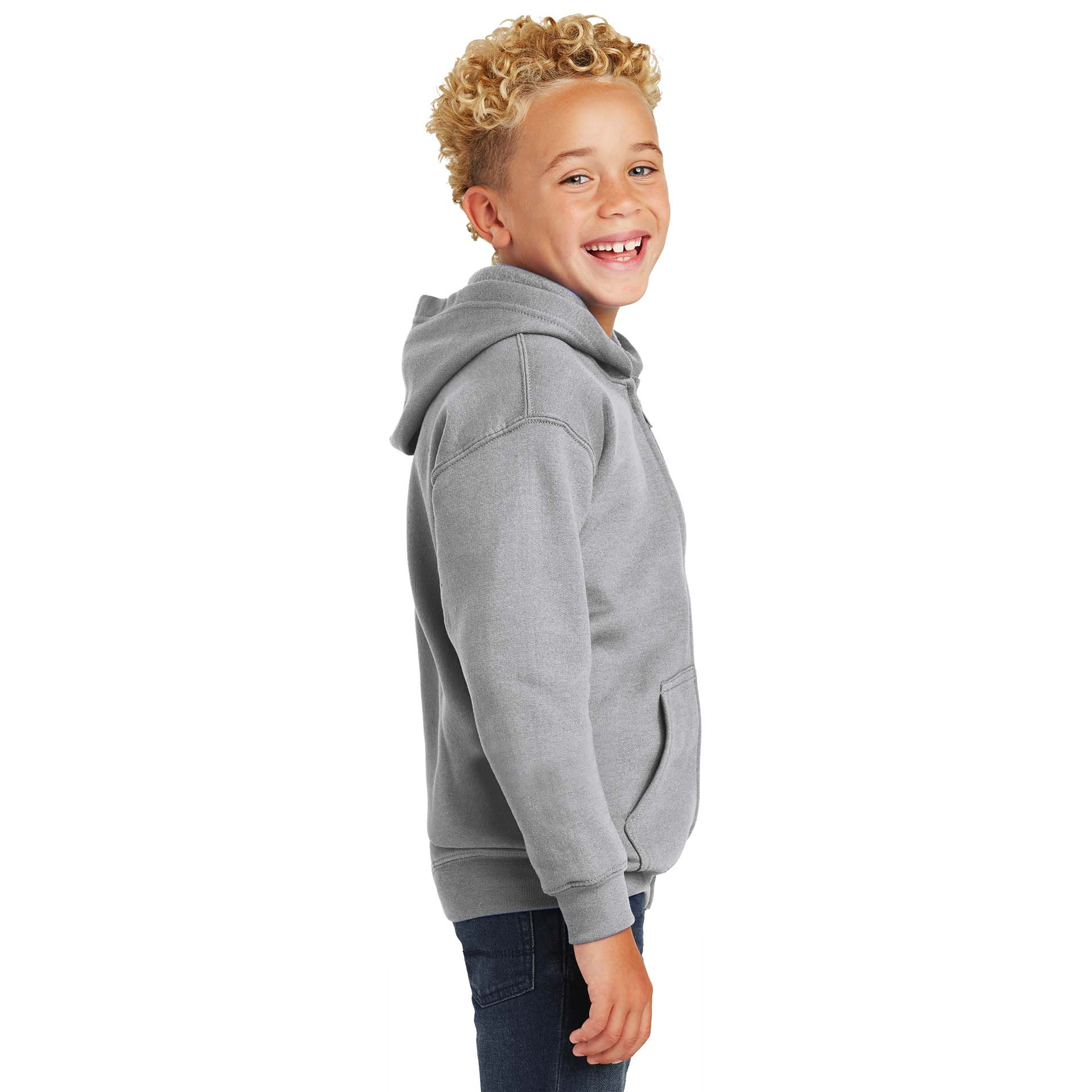 Gildan 18600B Youth Heavy Blend Full-Zip Hooded Sweatshirt - Sport Grey ...