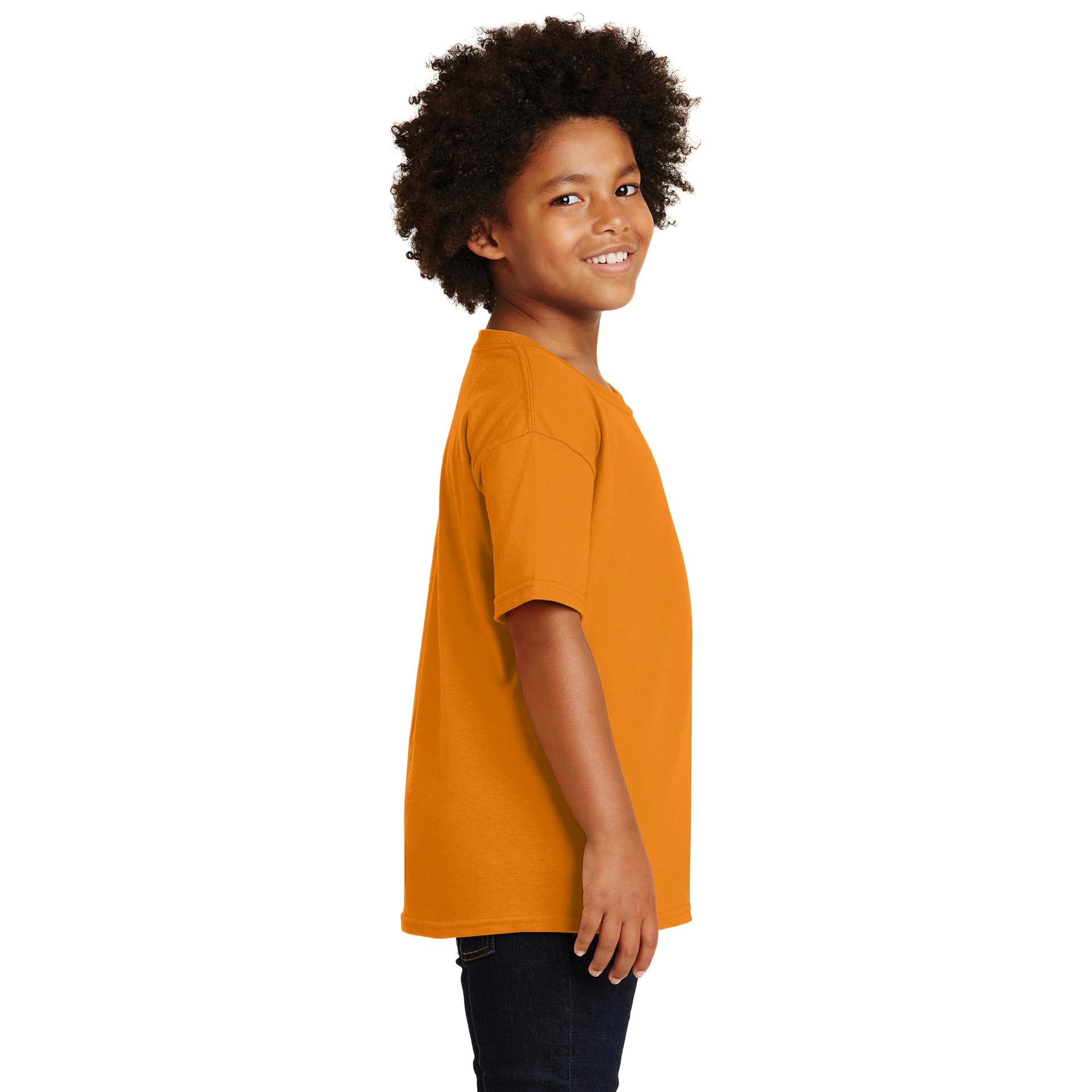 Gildan Heavy Cotton Youth T-Shirt – Tennessee Orange, Medium, 100% Cotton Basic Tee - View #4