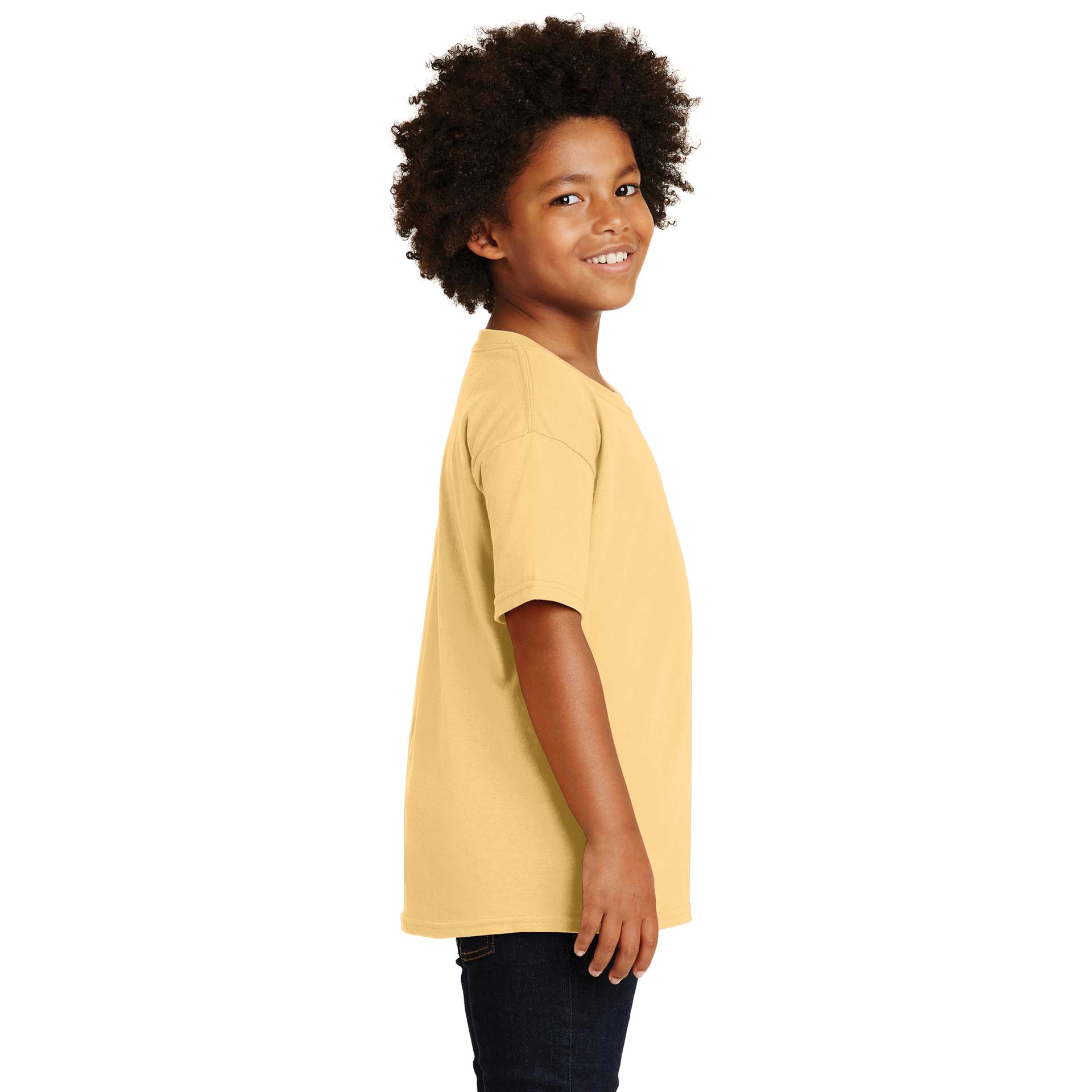 Gildan 5000B Youth Heavy Cotton T-Shirt - Yellow Haze, Size L, 100% Cotton Jersey - View #14